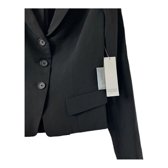 NEW Badgley Mischka Black Wool Blazer Jacket Button Pointed Collar Women 12 - Picture 4 of 6